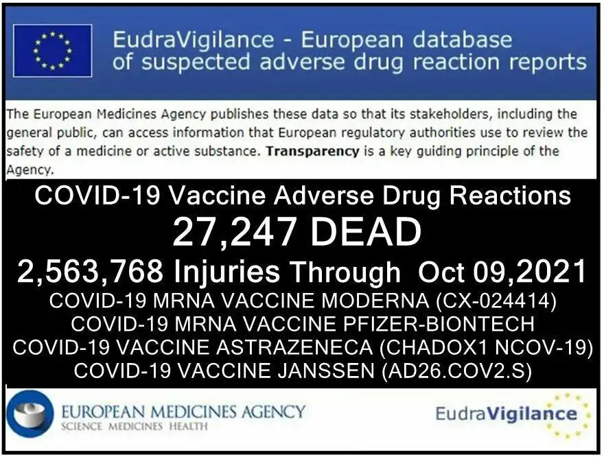 EMA 27.247 Tote und 2.563.768 Impfschäden zum 09.Oktober